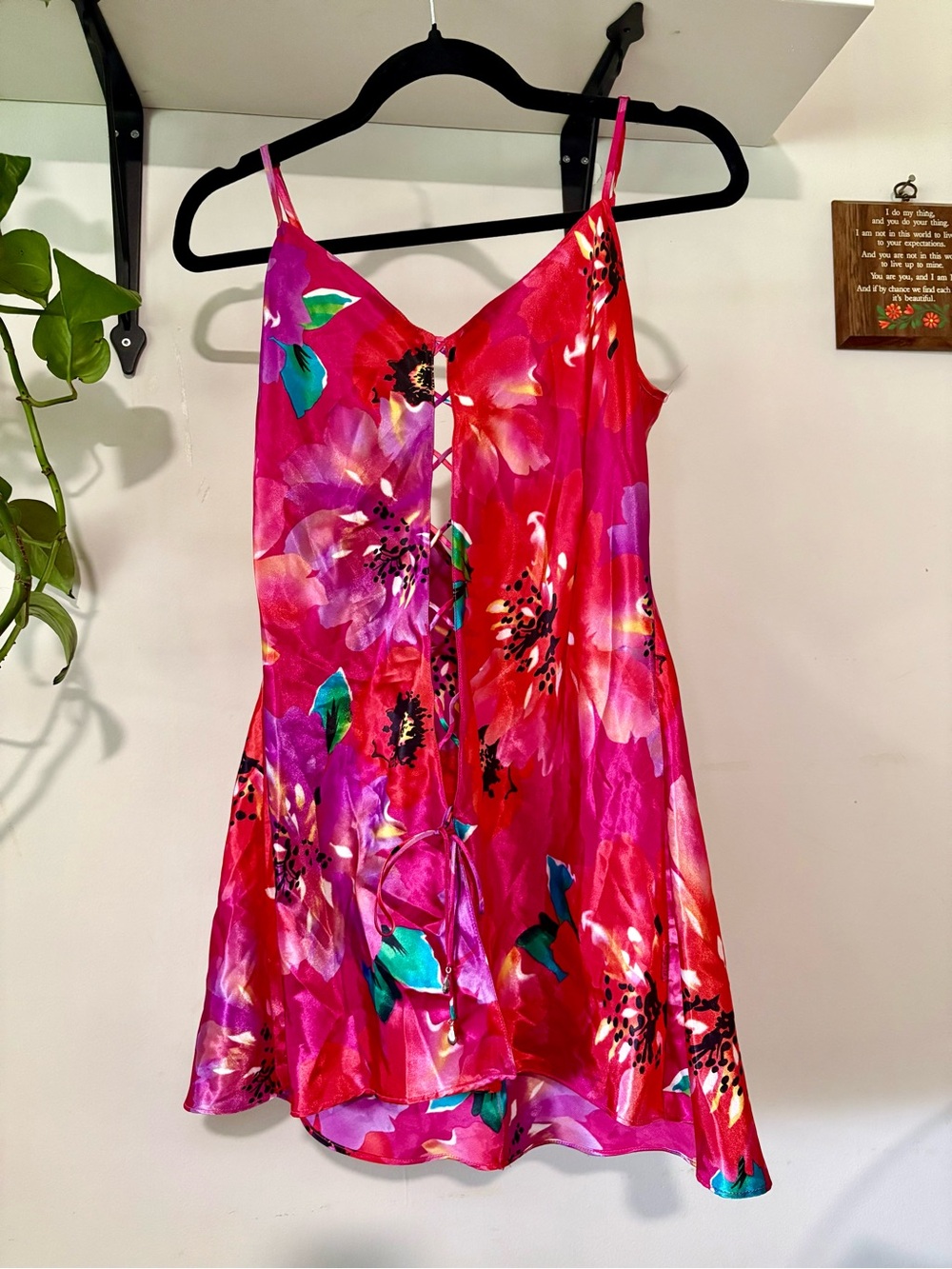 La SENZA Pink Floral Satin Chemise
